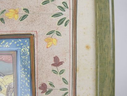 INDIA: Gouache on silk decorated with a procession...