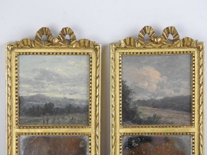 A PAIR of small rectangular MIRRORS in molded,...