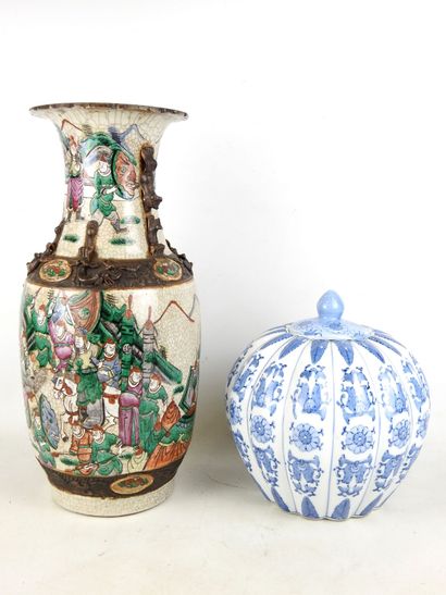 NANKIN: Crackled ceramic baluster vase with...