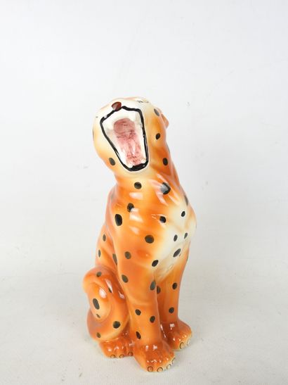 ATHEZZA: Pig in beige and gray crackle ceramic....