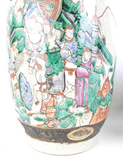 NANKIN: Crackled ceramic baluster vase with...