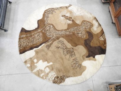 TEPPICH SIEGEL: Round wool rug with brown...