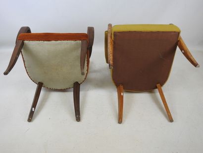 Two bridge CHAIRS with curved arms and seat...