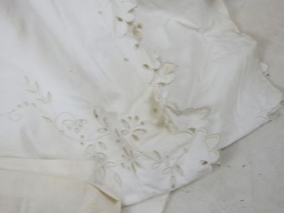 A CARTON of sheets including an embroidered...
