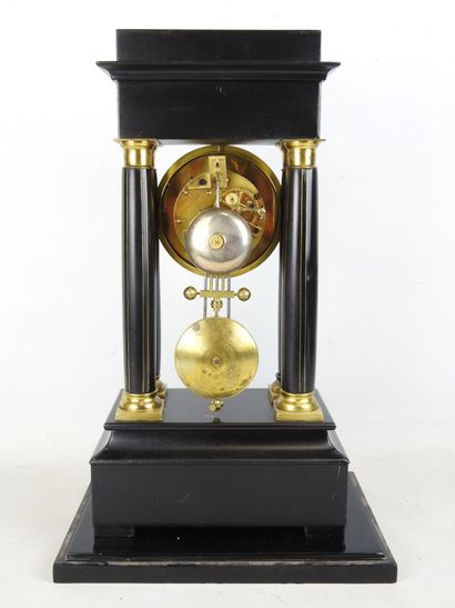 Black lacquered wood and gilt brass portico...