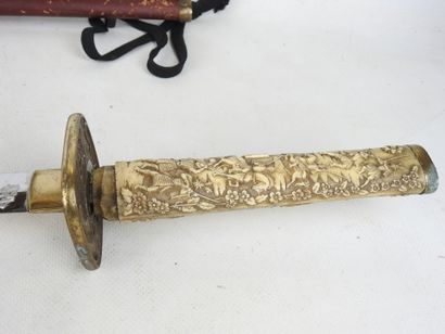 CHINA: Saber with steel blade, sculpted resin...