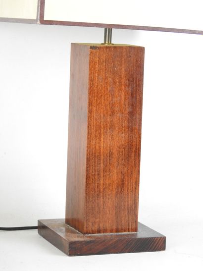 Rosewood table lamp with rectangular shaft...