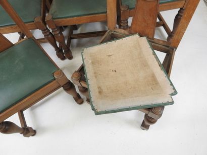 EIGHT wooden CHAIRS resting on four baluster...