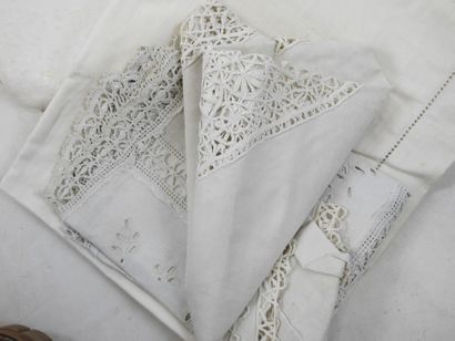 A CARTON of sheets including an embroidered...