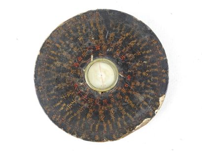 CHINA: Three brown lacquered wood compasses...