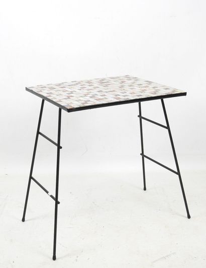 APPOINTMENT TABLE in black-lacquered metal,...