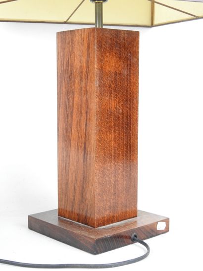 Rosewood table lamp with rectangular shaft...