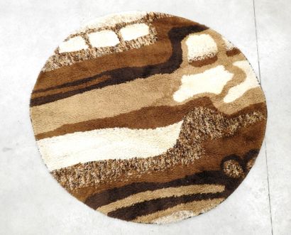 TEPPICH SIEGEL: Round wool rug with brown...