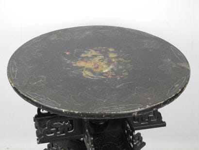 GUERIDON - Circular bookcase in blackened...