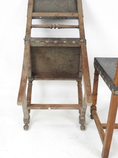 Pair of Henri II style chairs in wood and...