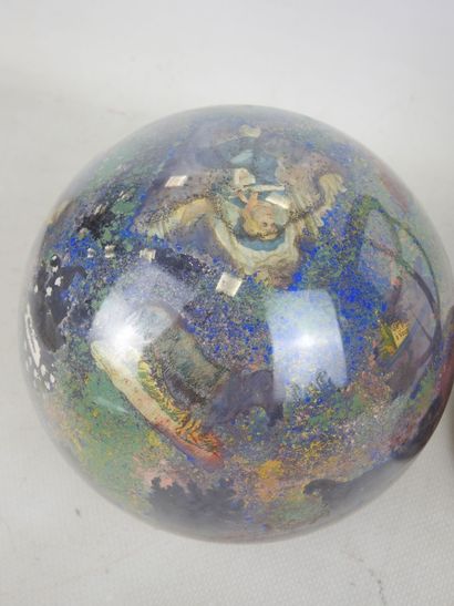 GLOBE SUPPORT in wood and black lacquered...