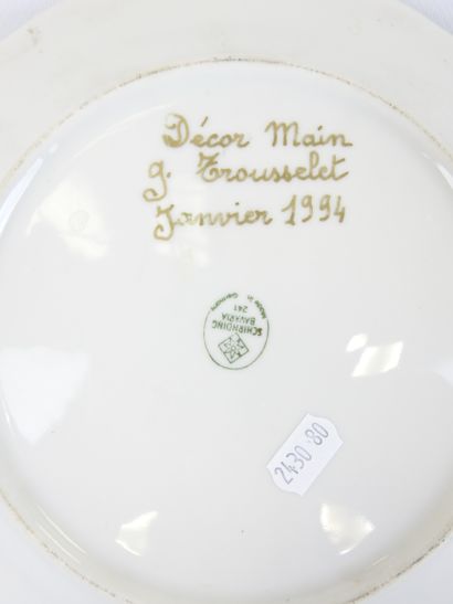 Six LIMOGES porcelain advertising plates,...