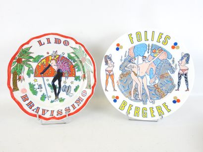 Six LIMOGES porcelain advertising plates,...