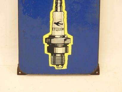 EYQUEM: Enameled advertising plate with ears...