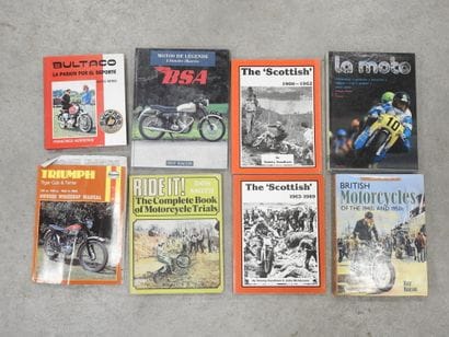 EIGHT BOOKS on the theme of motorcycles,...