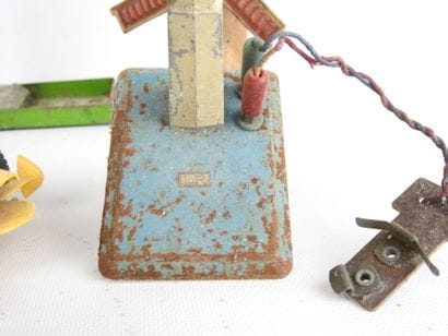 FOUR TOYS: LR railroad floor lamp in lacquered...