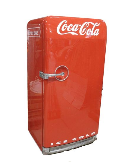 COCA COLA: Red enameled and chromed metal...
