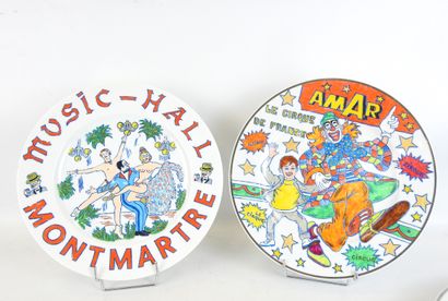 Six LIMOGES porcelain advertising plates,...