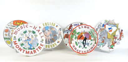 Six LIMOGES porcelain advertising plates,...