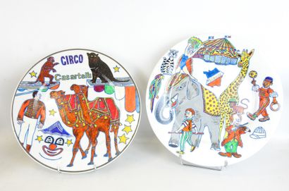Six LIMOGES porcelain advertising plates,...