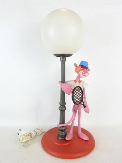 Plastic bedside LAMP decorated with pink...