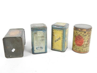 FOUR screen-printed metal advertising spice...
