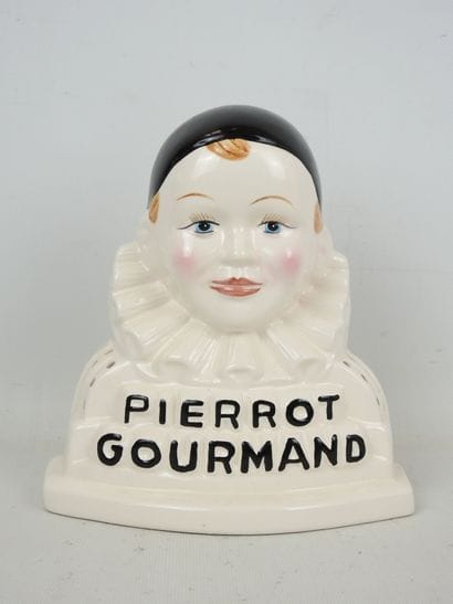 PIERROT GOURMAND: Polychrome porcelain advertising...