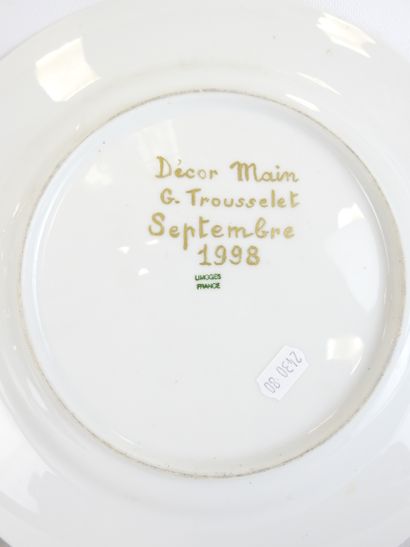 Six LIMOGES porcelain advertising plates,...