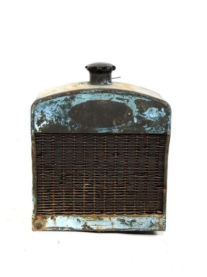 CAR CALENDER in blue lacquered metal with...