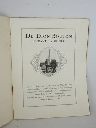 CATALOGUE AUTOMOBILE de Dion-Bouton pendant...