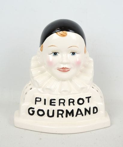 PIERROT GOURMAND: Polychrome porcelain advertising...