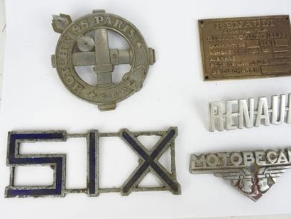 FIVE AUTOMOBILE PLAQUES and INSIGNES including...