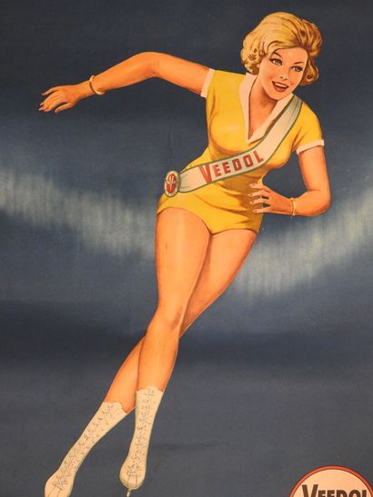 VEEDOL: Lithographed poster of a skater....