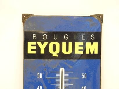 EYQUEM: Enameled advertising plate with ears...