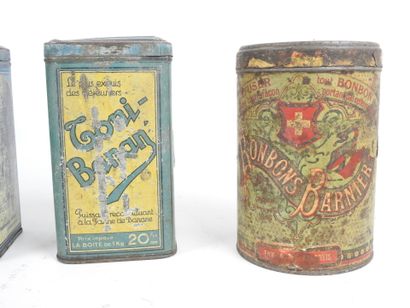 FOUR screen-printed metal advertising spice...