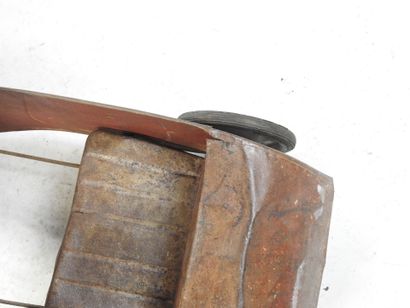 PEDAL CAR in red painted sheet metal. H:...