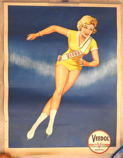 VEEDOL: Lithographed poster of a skater....