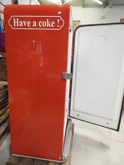 COCA COLA: Red enameled and chromed metal...