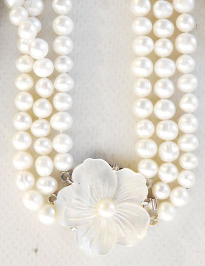 Lot of costume jewelry including: A two-row...