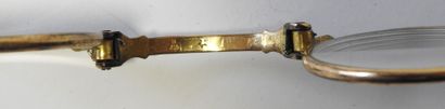 Folding lorgnon in gilded metal and 14 k...