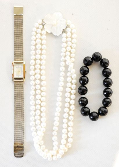 Lot of costume jewelry including: A two-row...