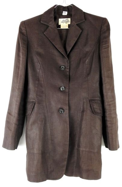 HERMES - Paris
Veste longue en lin marron.
Taille...