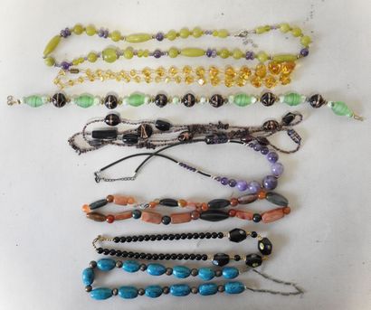 Lot of 8 fancy necklaces with hard stones...