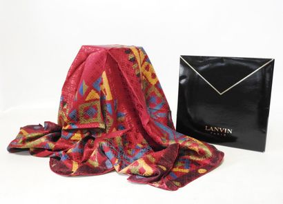 LANVIN
Hand-rolled silk square in burgundy,...