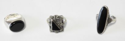 Lot of 3 rings in 925 sterling silver, one...